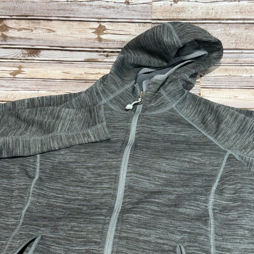 LL Bean‎ Full Zip Hoodie Womens XS Gray Space Dye Fleece Lined Activewear Jacket
